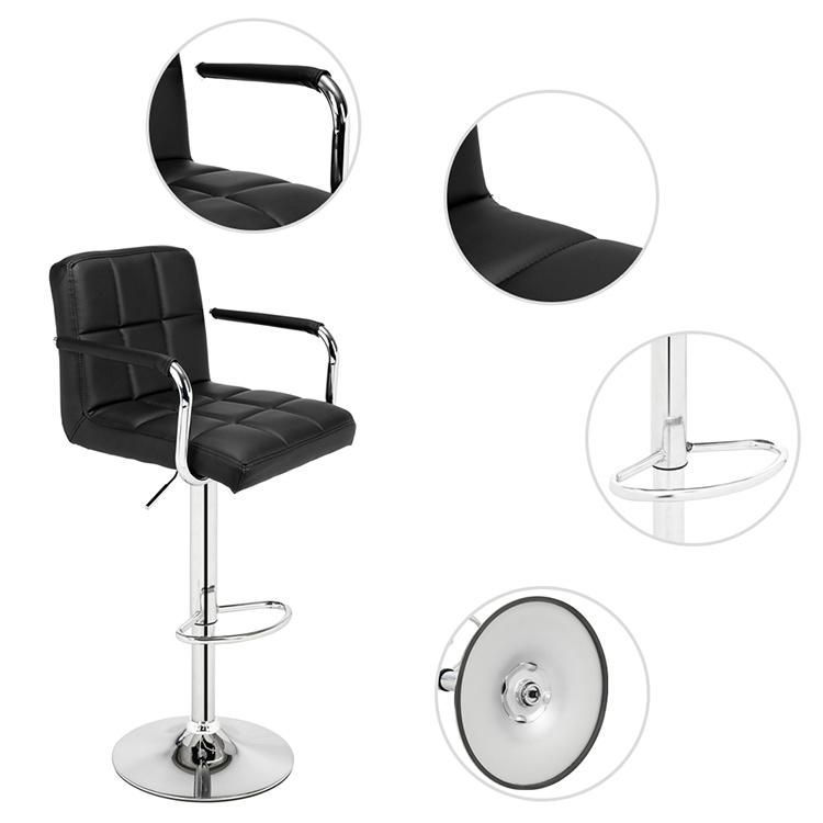 Modern Swivel PU Leather Adjustable Metal Coffee High Bar Chair