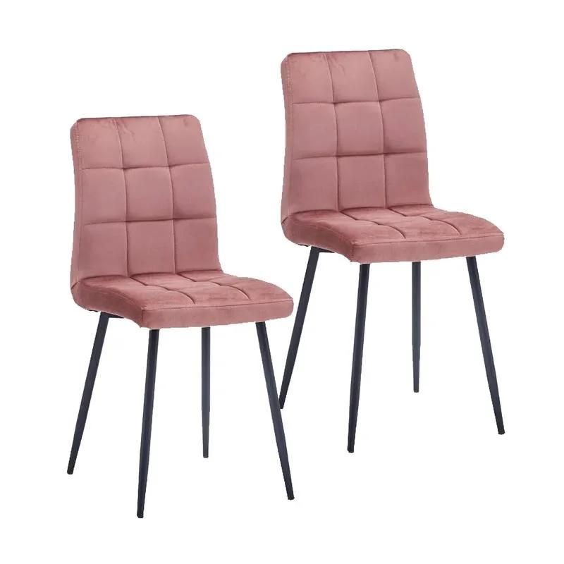 Furniture Factory Good Quality Dining Chair Metal Leg Velvet Fabric Modern