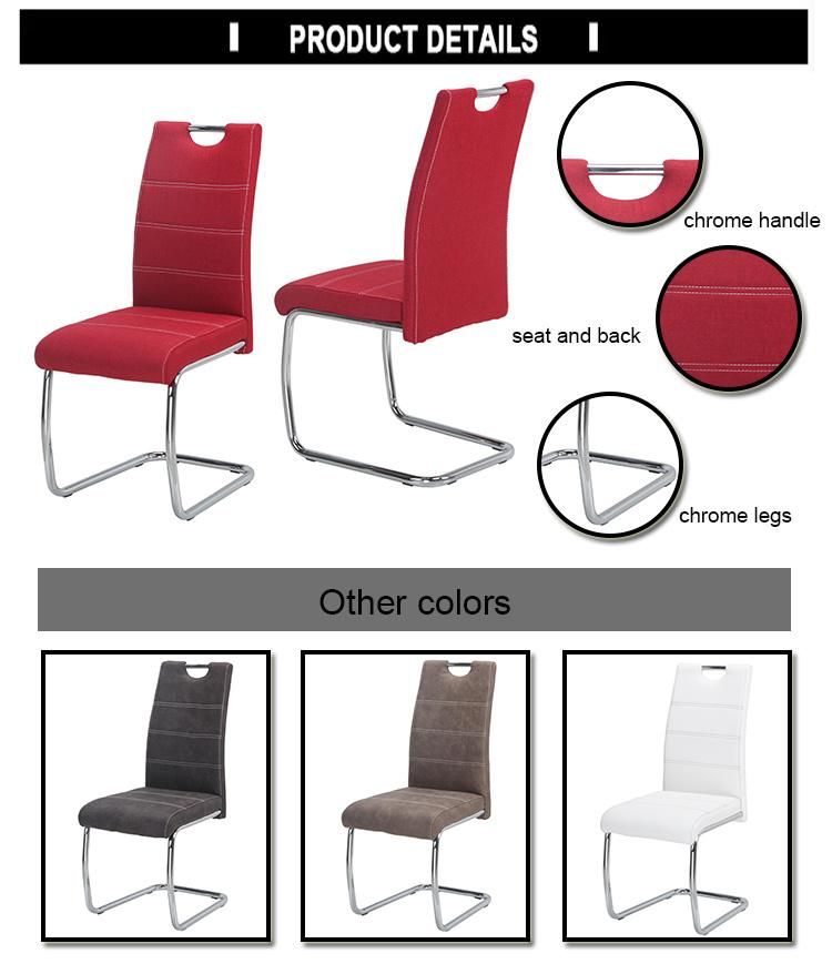 Home Furniture Fabric Chrome Z Shape Dining Chair