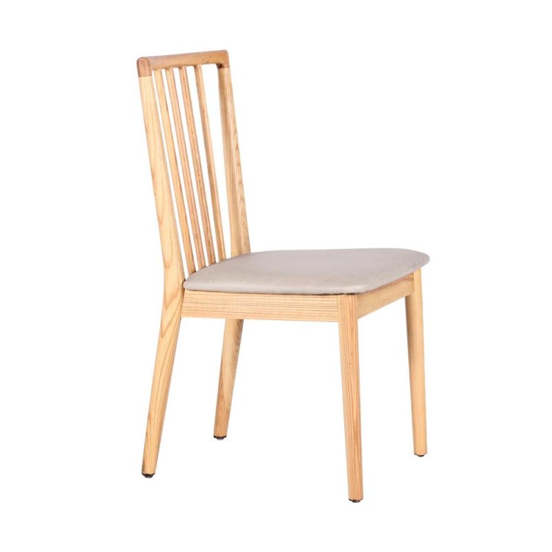 Simple Design Wooden Frame Fabric Seat Dining Chair for Coffee Shop Use