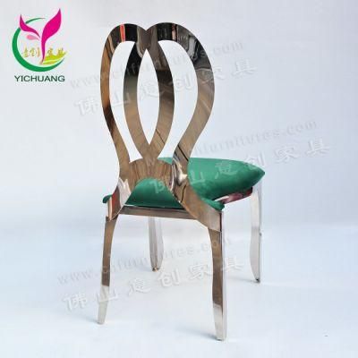 Ycx-Ss25-04 Modern Outdoor Silver Stainless Steel Velvet Wedding Infiniti Chair for Banquet