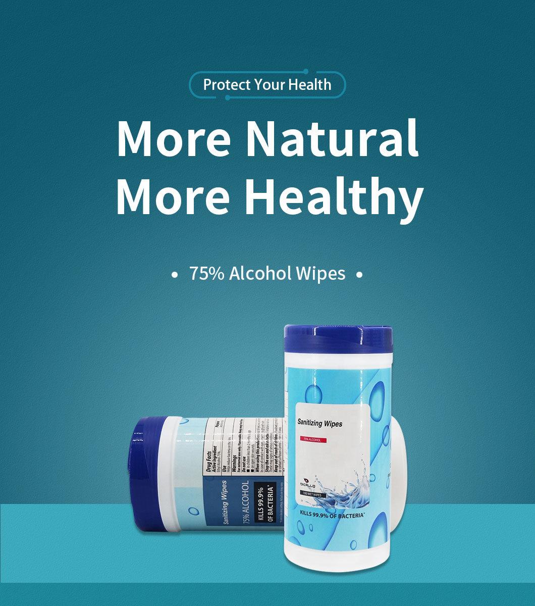 OEM Dry Wipes Disinfectant Wipes 75% Alcohol Portable Cleaning Wet Wipes Disinfectant Wipes Antibacterial Sterilizing Barrel Non Woven Tissue