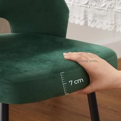 Upholstered Chairs with Metal Legs Velvet Cover Soft Seat and Backrest Green Dining Kitchen Chairs
