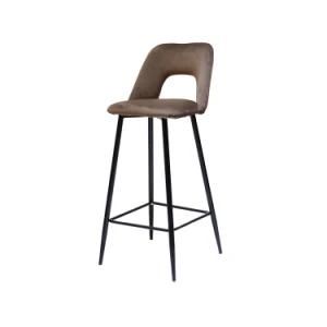 Modern Design Bar Furniture Metal Powder Coating Black Frame Velvet Bar Chair