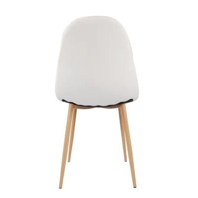 Wholesale Nordic White Color Indoor Home Furniture PU Fabric Soft Upholstered Wooden Leg Dining Leisure Chair