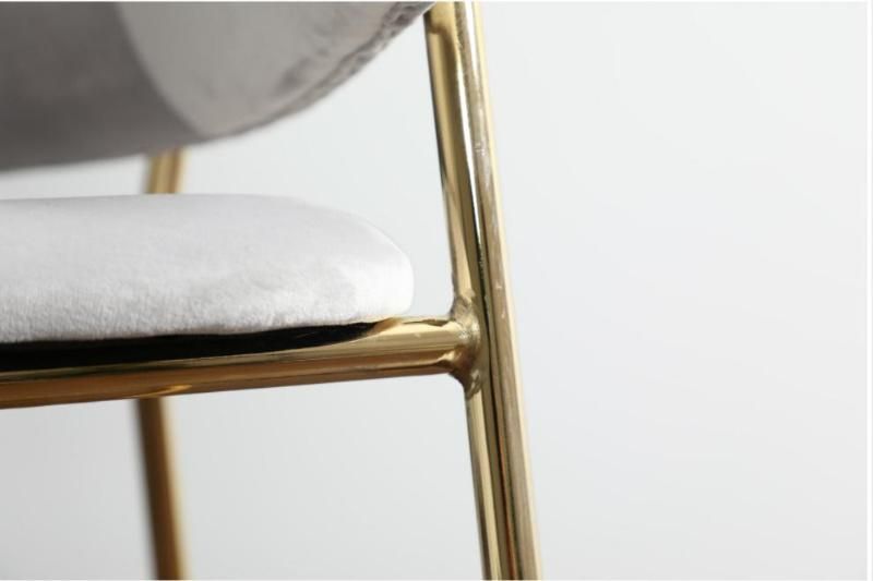 Bar Furniture Nordic Modern High Chair Velvet Metal Bar Stools with Back