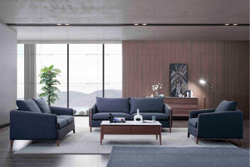 Hot Sell L Shape Sofa with Walnut Veneer Modern Design for Living Room Set
