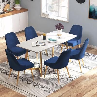 Dining Room Furniture European Style Velvet Dining Chair with Metal Legs
