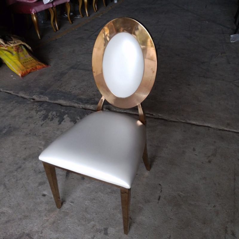 Modern Style Gold Stainless Steel Wedding Furniture Leather Dining Chair