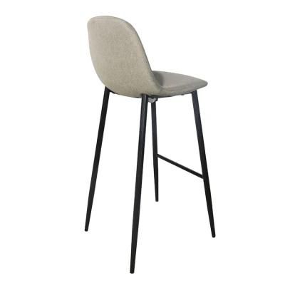 Wholesale Modern Design Bar Stool Metal Frame Khaki Velvet Fabric Bar Chair