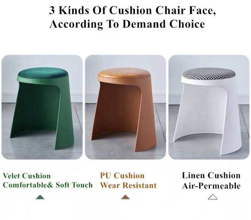 Colorful PP Plastic Frame with Fabric Cushion Stackable Dining Chair