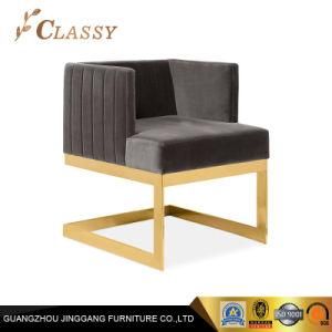 Luxury Modern Black Velvet Fabric Dining Chair Restaurant Chair with Armrest