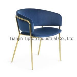 New Design Hot Sale Luxury Dining Room Furniture Velvet Fabric Dining Chairs with Golden Chrome Legs
