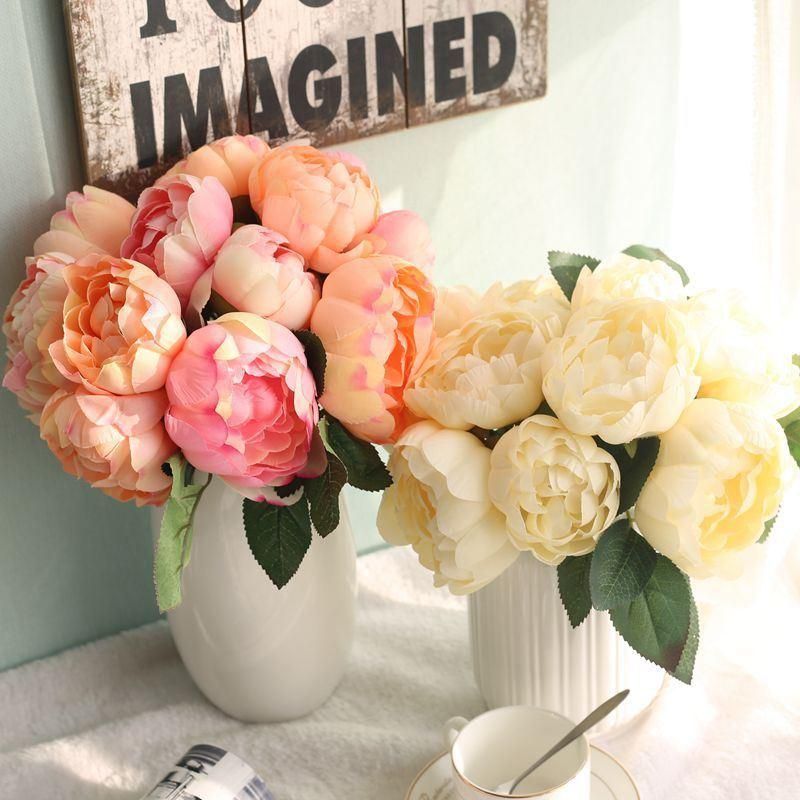 China Fabric Flowers Silk Rose Bouquet for Wedding Decoration