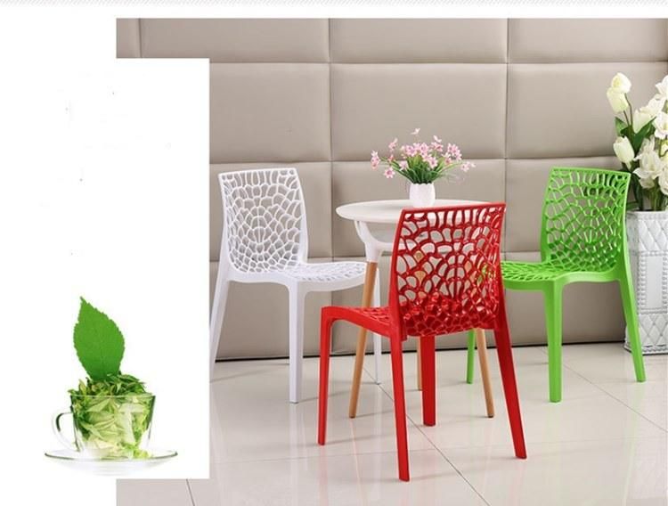 Industrial Garden Event Chair with Cool Hollow Back Plastic Dining Set with Stackable Chairs for Restaurant