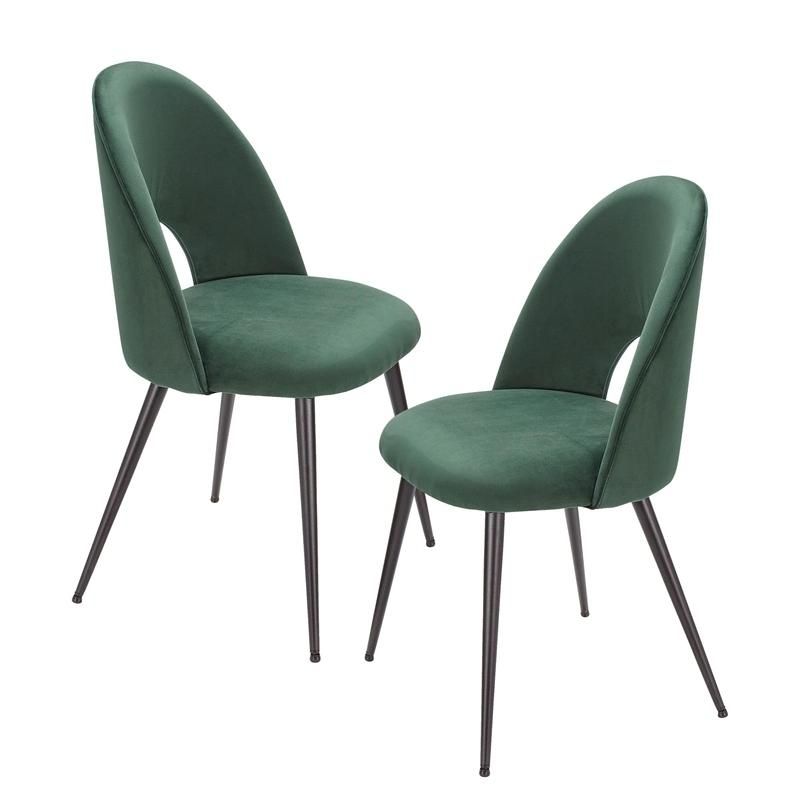 Simple Design Manufacturing Fabric Hotel Restaurant Modern Green Velvet Dining Chair