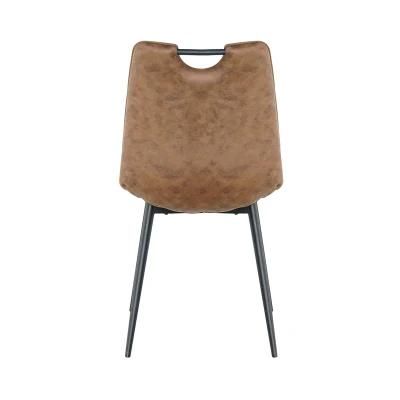 Hot Selling Popular Dining Room Furniture Modern Fabric PU Leather Dining Chairs with Metal Legs