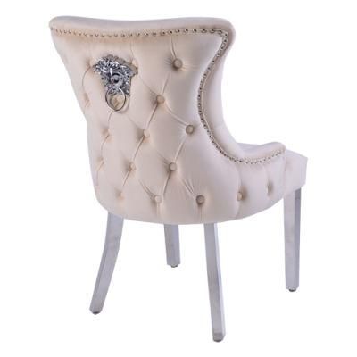 Modern Leisure Home Furniture Velvet Living Room Dining Chair with Lion Knocker