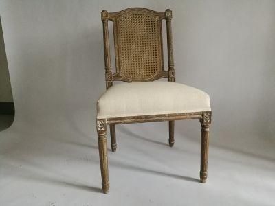 Kvj-7164 Antique Traditional Saudi Arabia Style Linen Oak Dining Chair