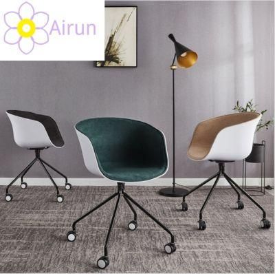 Scandinavian Minimalist Office Computer Staff Backrest Plastic Fabric Cover Rotating Chair with Pulley
