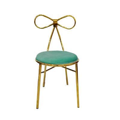 Factory Directly Luxury Design Fabric Dining Chairs with Golden Legs