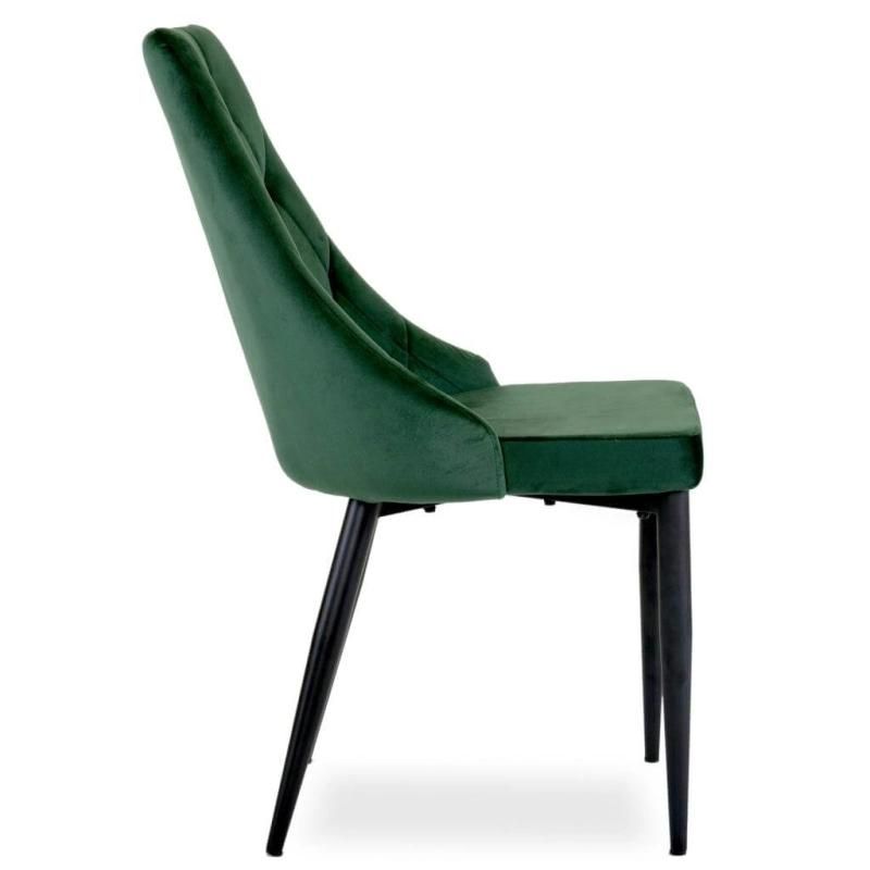 Luxury Furniture Metal Legs Gray Velvet Fabric Restaurant Dining Chair