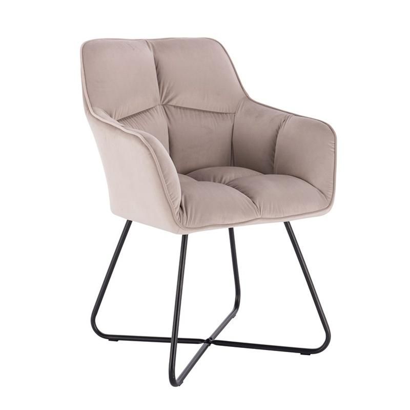 Modern Italy Soft Cushion Restaurant Hotel Home Arm Velvet Fabric Dining Chair
