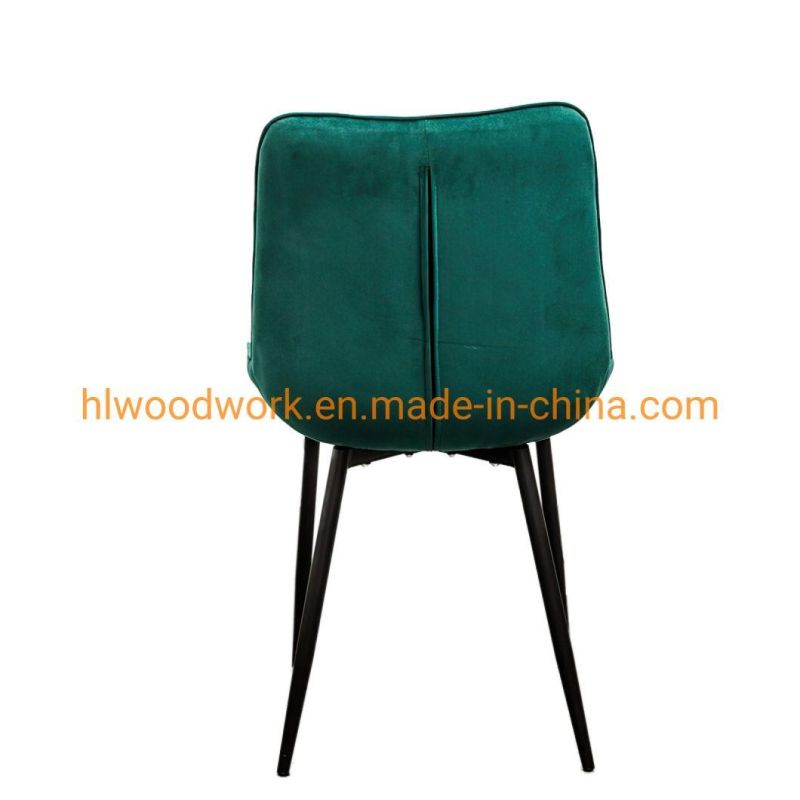 Velvet Fabric Dining Chair with Powder Coated Metal Black Legs Modern Furniture Fabric Chair Powder Coated Metal Tube Legs Nordic Dining Room Velvet Chairs