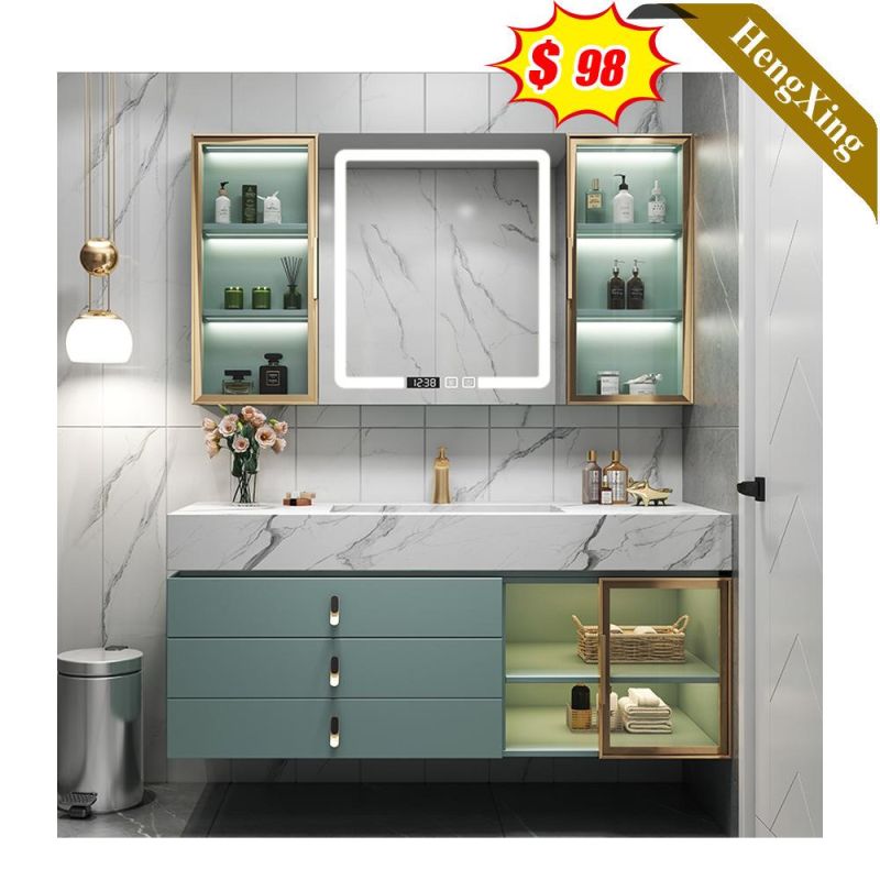 Marble Luxury Modern Wall Mounted Bathroom Vanity Wood Cabinet with Mirror Set