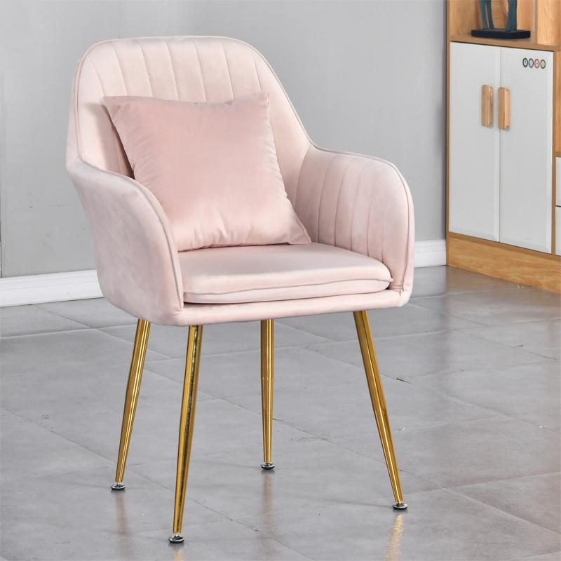 Luxury Restaurant Chair with Gold Chair Legs Rosa Nordic Dining Room Fannel Chair Nail Shop Tea Restaurant Luxury High Back Chairs Makeup Chair
