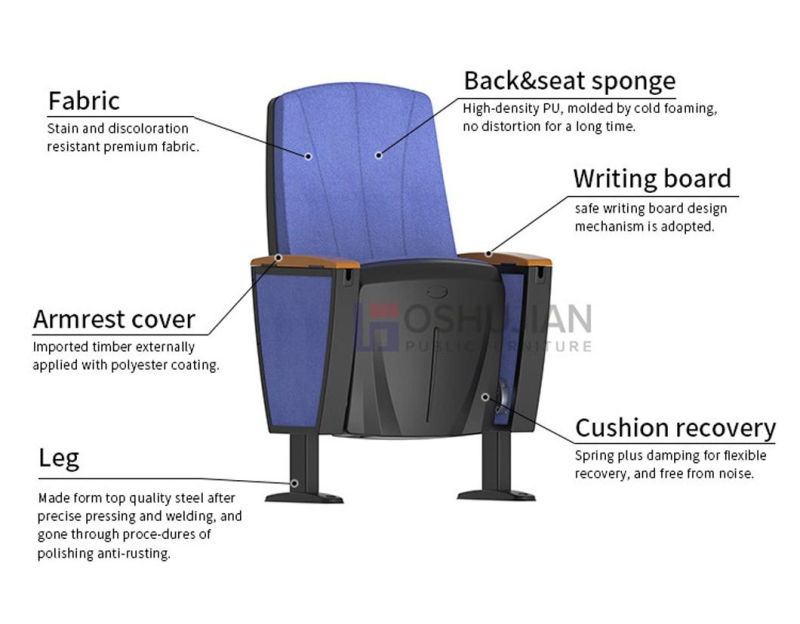 Standard Cushion Meeting Auditorium Chairs Movable Fabric Theater Auditorium Folding Chairs