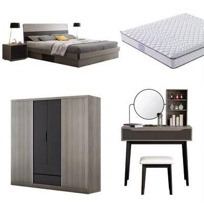 Comfortable Modern Hotel Bedroom Sets Furniture Wood Wall Sofa Storage Soft PU Bed