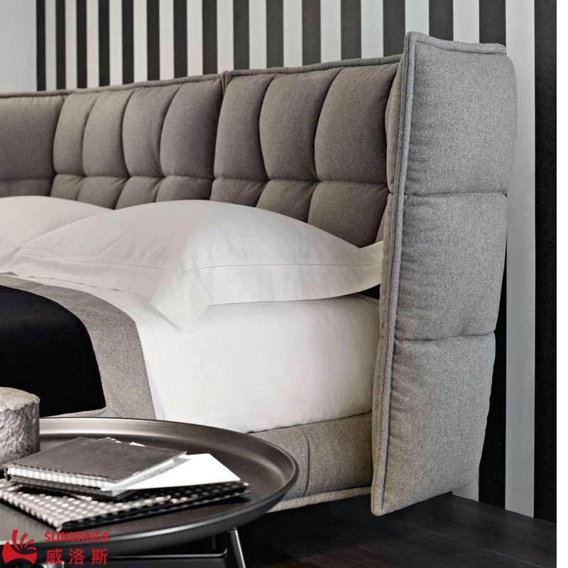 2020 New Arrival Modern Style Soft Upholstered Fabric King Size Bed