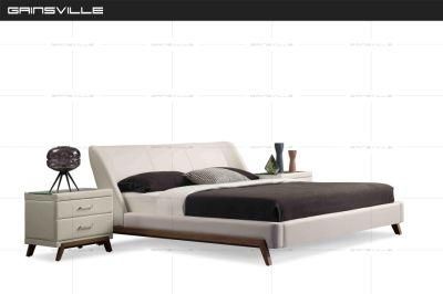 Italy Simple Appartment/Hotel Modern Bedroom Furniture Design Modern King Beds Set Solid Wood Legs Leather/Fabric Bed