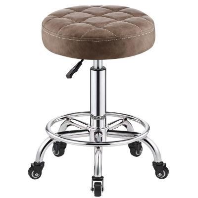 Home Kitchen Office Furniture Modern Design Swivel PU Seat Chair with Chromed Base for Cafe Bar