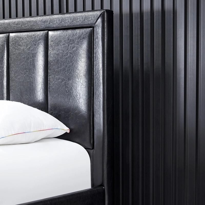 New Design Home Furniture Bedroom Modern King Size PU Leather Upholstered Bed