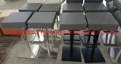 Modern Kitchen Furniture PU Seat with Injection Foam Barstool Black Coated Steel Barchair
