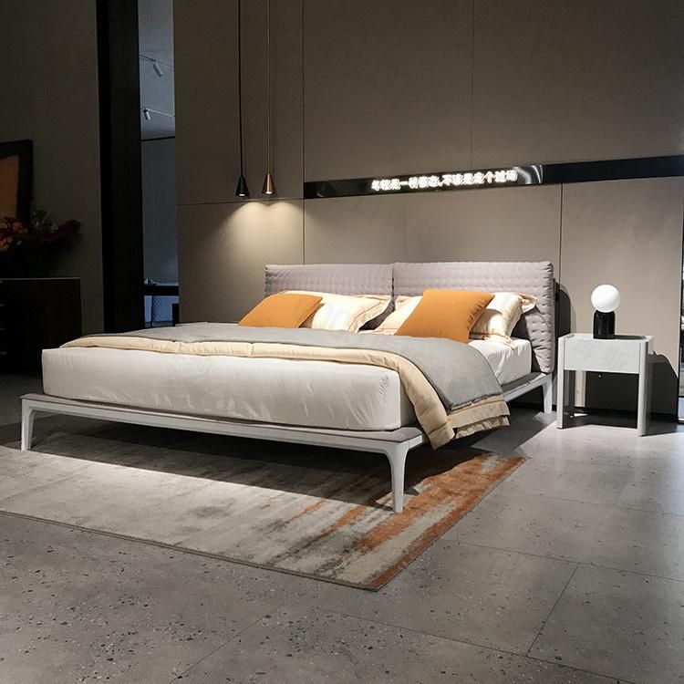 Bedroom Furniture Cama Luxury Beige Fabric Bed Frame King Size Latest Designer Modern Double Bed