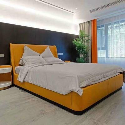 China Concise Home Bb-1508-15 Modern Minimalist Bedroom Furniture Genuine Leather Upholstery Bed