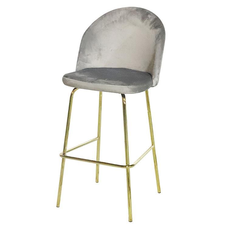 Nordic Modern Design Home Furniture Light Luxury Golden Metal Frame Fabric Dining Bar Chair