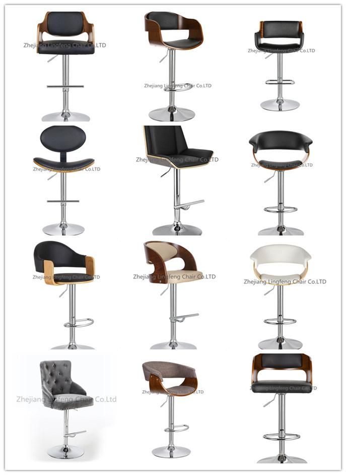 Walnut PU Leather Bar Chair Stools for Home Design Wood Legs Design Height Swivel Bar Chair