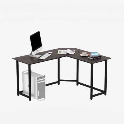 Black Wood Home Corner Computer Desk with Shelves L Shape 40 Inch
