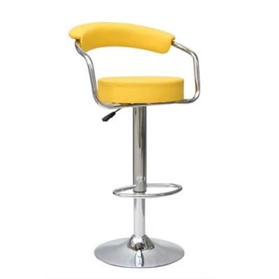 Cheap Modern Chairs PU Seat Bar Stool Adjustable Chrome Bar Chair with Backrest