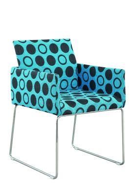 Blue Fabric Chrome Legs Bar Chair