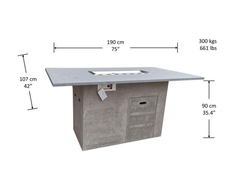 Cast Concrete Base with Tank Inside Fire Pit Set Dining Table