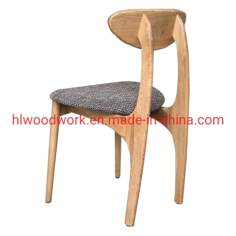 Dining Chair Oak Wood Frame Natural Color Fabric Cushion Brown Color B Style Wooden Chair Furniture Office Chair