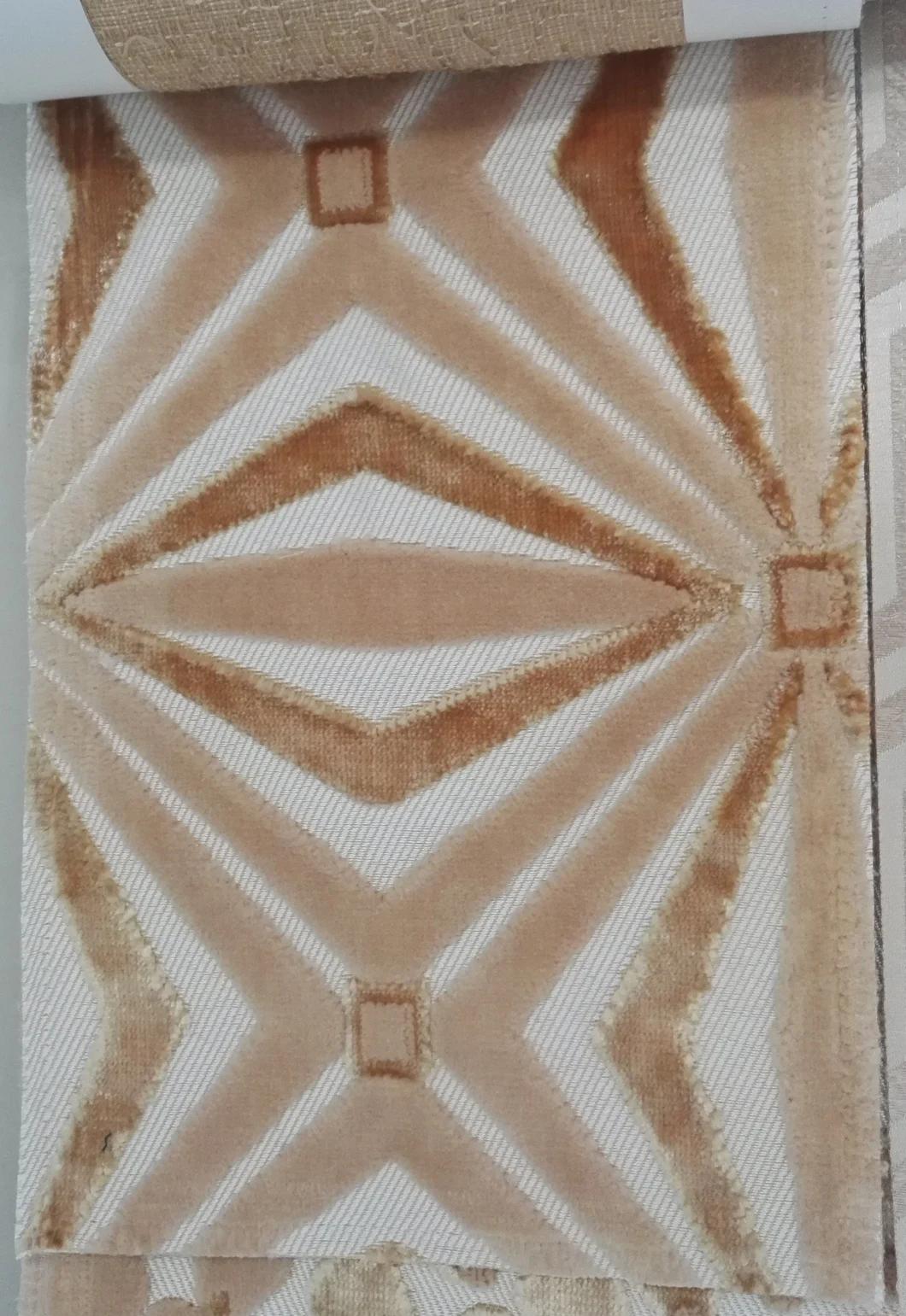 Home Textile Cut Velvet Geometry Jacquard Sofa Pillow Fabric