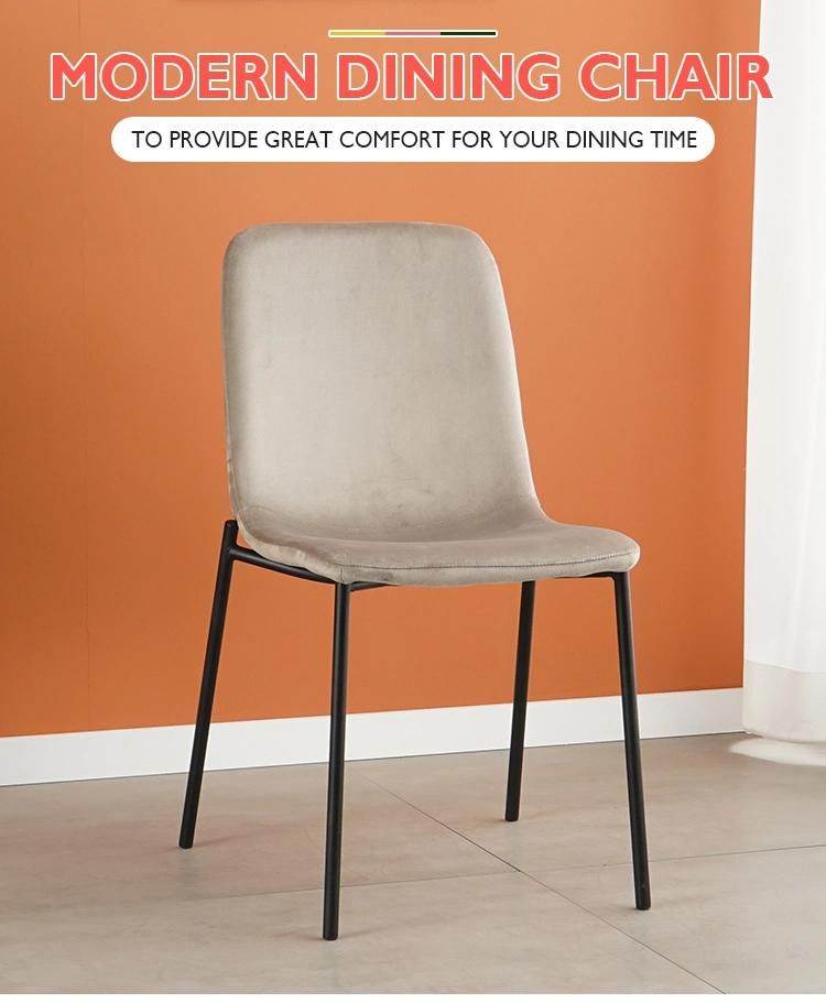 Modern Restaurant Room Furniture Upholstered Fabric Tufted Back Velvet Dining Chair