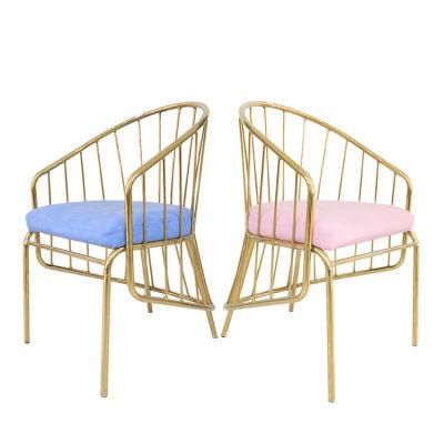 Wholesale Home Furniture Gold Chrome Iron Legs White 18mm MDF Coffee Table Set Modern Pink Velvet Fabric Chair