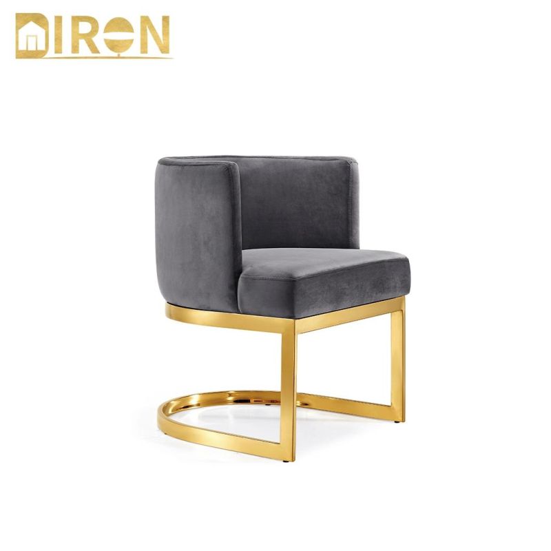 High Quality Blue Velvet Dining Restaurant Chair with Stainless Steel in Golden Color